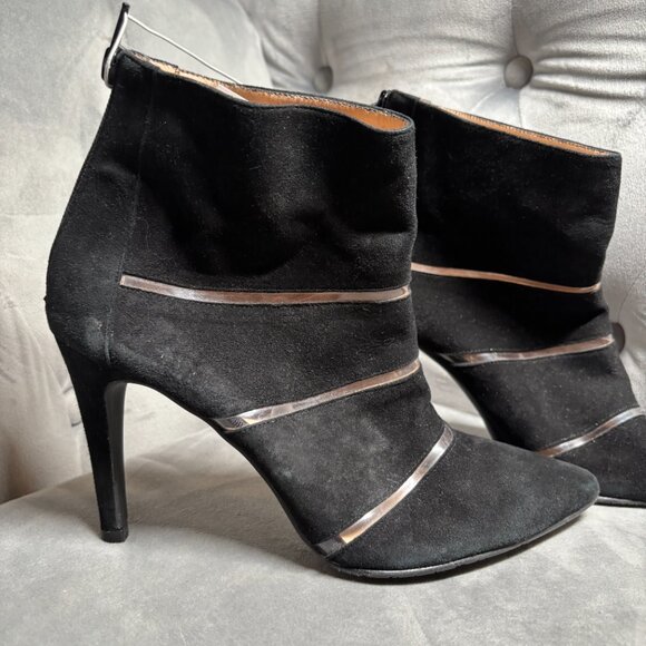 Brenda Zaro‎ Black Suede Leather Cutout Ankle Booties – Women’s Size 8.5 - Picture 5 of 14